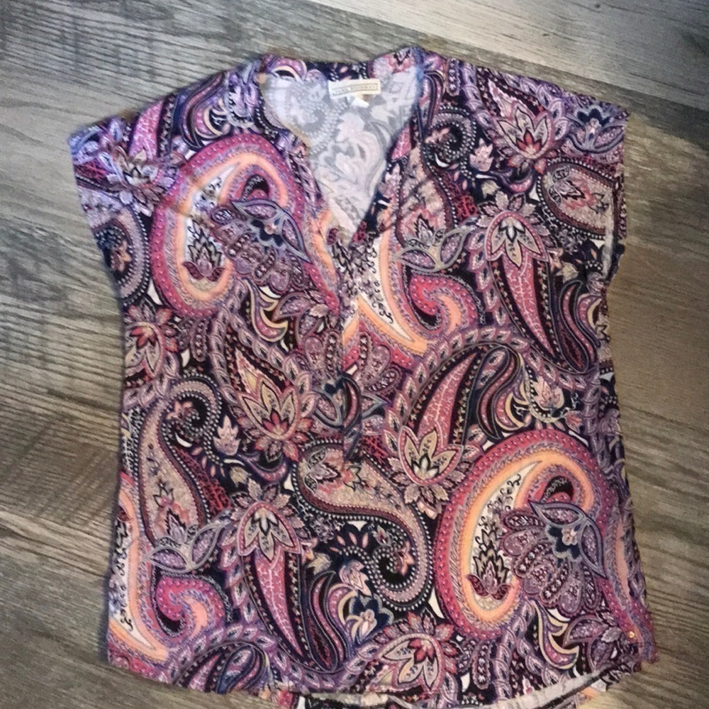 Dana Buchman paisley shirt pink purple women’s size medium